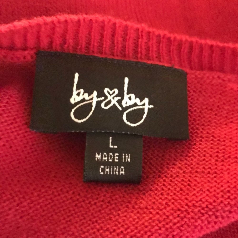 By & By Red Long Sleeve Sweater Dress w/Crisscross Shoestring Accents Large - Picture 12 of 12